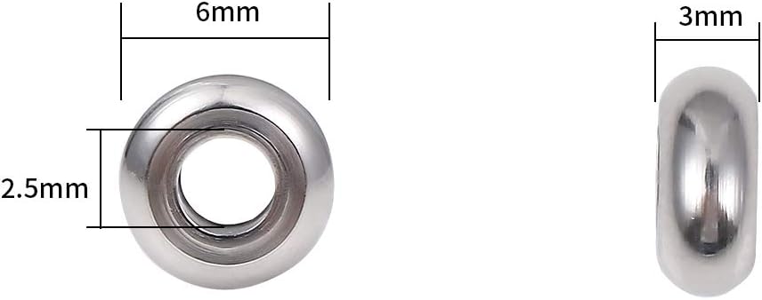 BEADIA Stainless Steel Spacer Beads 3x2.5mm Round Loose Charm Caps Beads for DIY Jewelry Making 100pcs with 1mm Hole