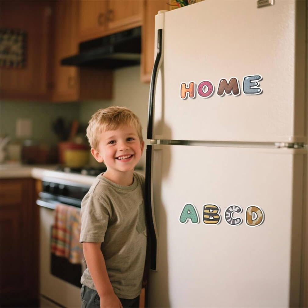 Animal Magnets Letters Refrigerator for Kids Toddlers, 32 Fridge Magnetic Animal Toys Set with Clear & Big Letters Educational Spelling Early Learning Tool