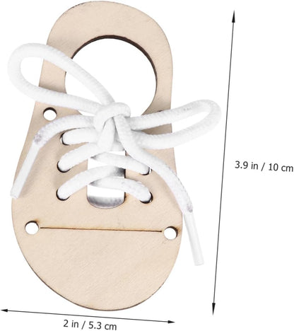 Gadpiparty 5sets DIY Wood Ornament Unfinished Wood Slices for Shoe Lacing Practice