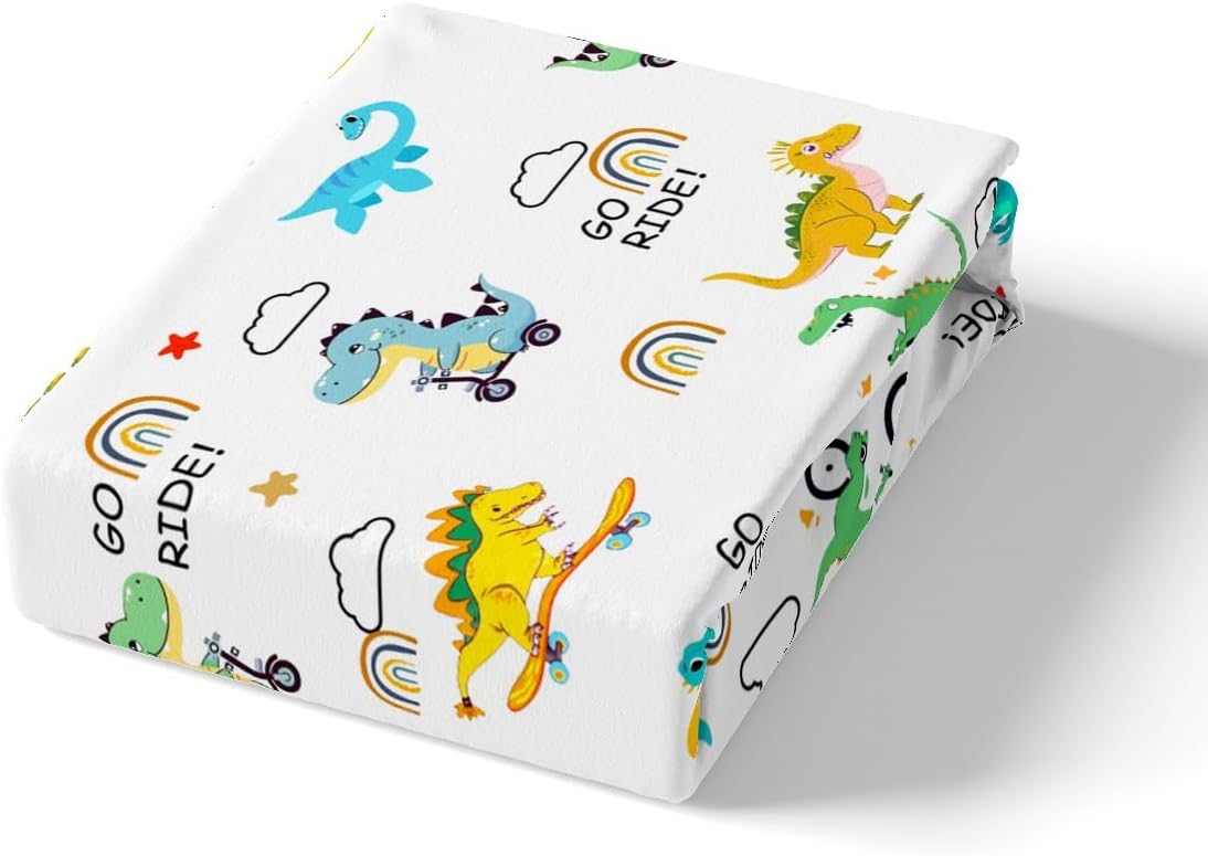 Manfei Musical Kids Fitted Sheet Full Size, MusicalGuitar Radio Drum Kit Headset Print Bedding Set 3pcs for Boys Girls, Rock Music Bed Cover with 2 Pillowcases, Soft Polyester Bedding, No Top Sheet