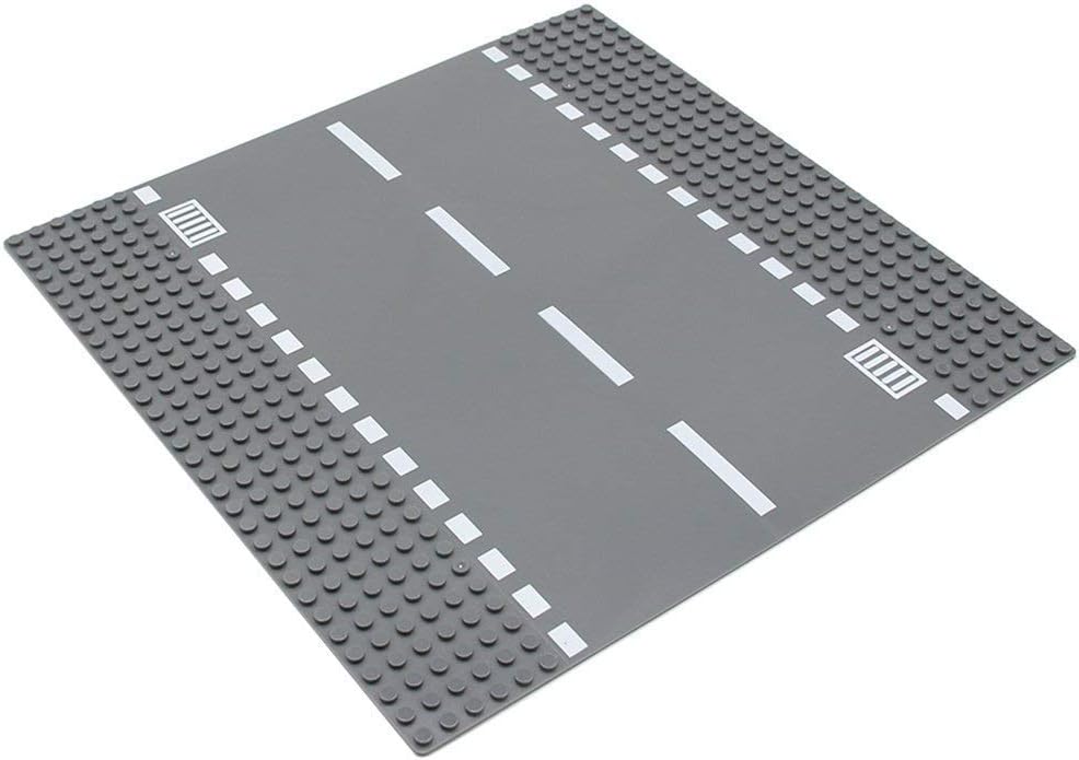 Feleph Classic Road Baseplates City Street Curve Road Building Block Kit 10 x 10 Inches Town Base Plate for Building Bricks Compatible with All Major Brands(Curve 2 Pieces)