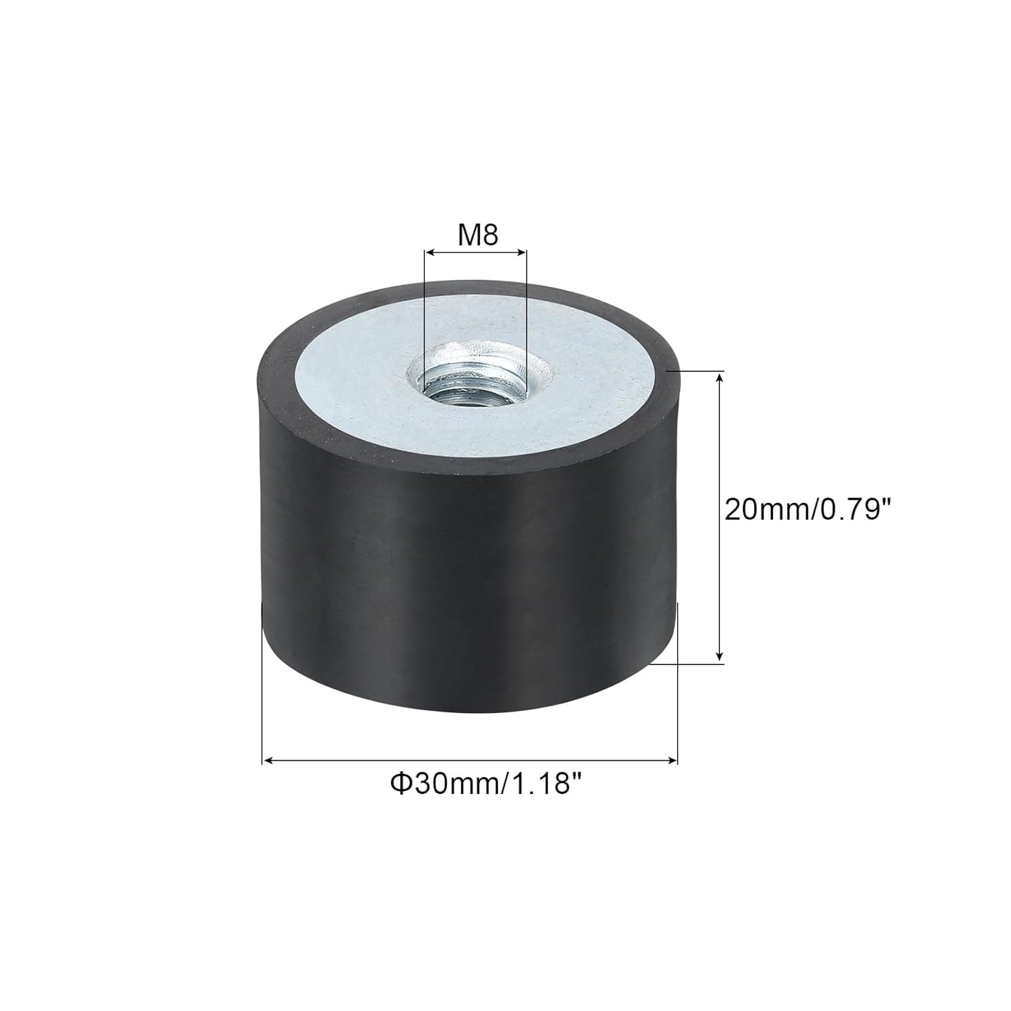uxcell 4Pcs 20 x 10mm M6 Female Thread Rubber Mounts, Vibration Isolator, Replaces Anti Vibration Pads Flat Silent Block Base Block