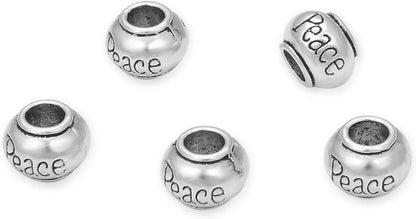 40pcs Live Love Laugh Large Hole Loose Beads (4.5mm Hole) Antique Silver Metal Spacer for DIY Craft Jewelry Making MEC-C9
