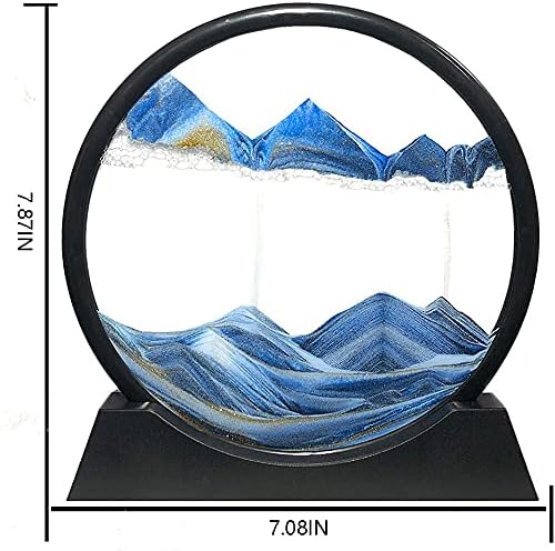 Muyan Moving Sand Art Picture Sandscapes in Motion Round Glass 3D Deep Sea Sand Art for Adult Kid Large Desktop Art Toys (Purple, 7 Inch)
