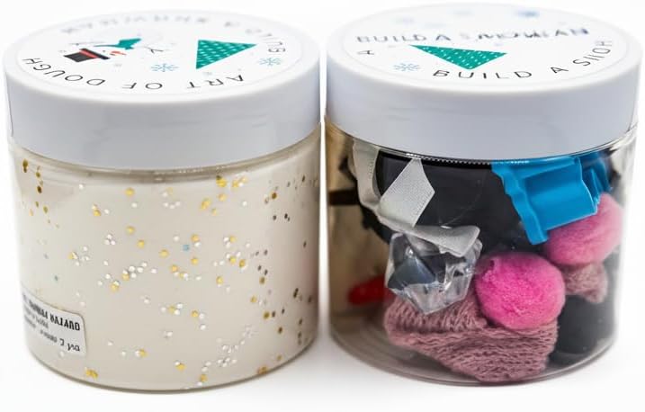 Art of Dough Snowman Sensory Play Kit for Kids – 6oz Homemade Play Dough Jar with Winter Accessories, Fine Motor Preschool Activity, Creative Holiday Toy for Ages 3+
