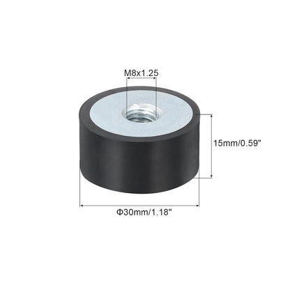 uxcell 4Pcs 20 x 10mm M6 Female Thread Rubber Mounts, Vibration Isolator, Replaces Anti Vibration Pads Flat Silent Block Base Block