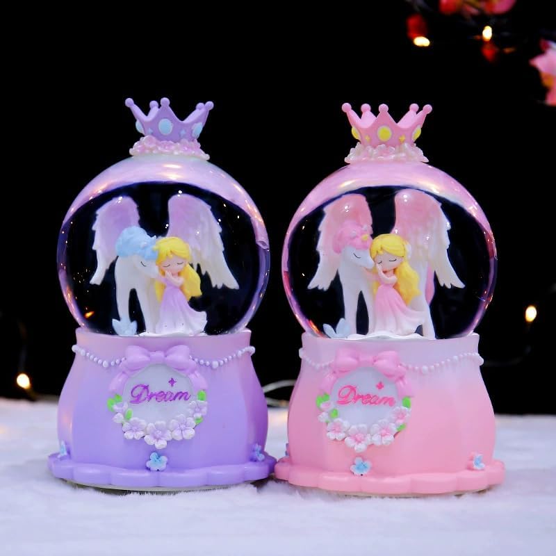 You're My Princess Snowflake Glass Globe, Unicorn Princess Snow Globe with Music, Snow Globe Gift for Girls Daughters Ladies Girlfriends, Automatic Snow Drift (4 * 6.3inch) (Pink)
