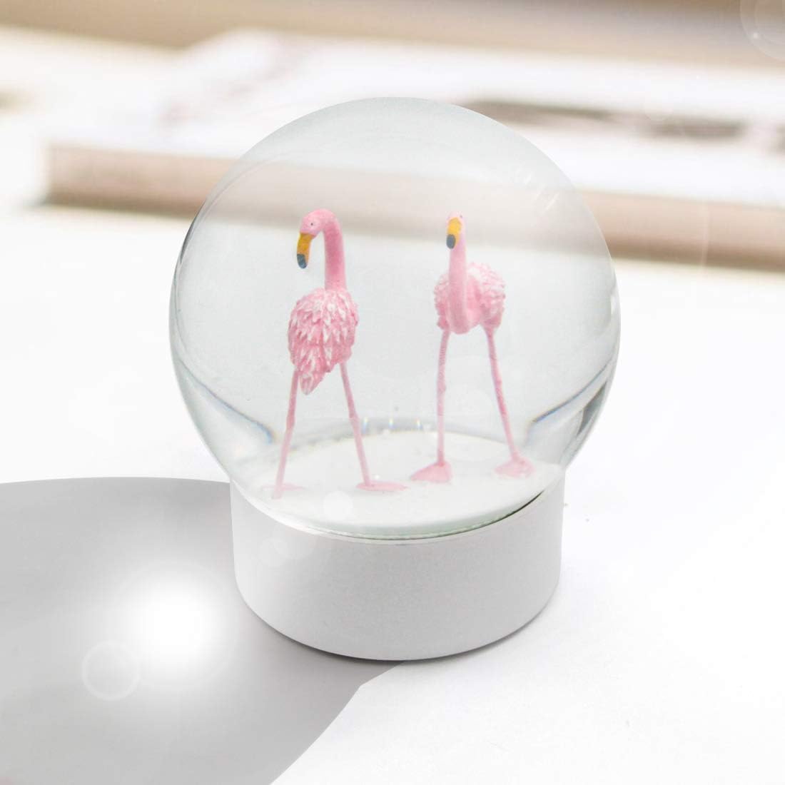 ANGELLOONG Pink Flamingo Snow Globe for Kids Girls, Originality 3D Flamingo Glitter Glass Snow Globes for Adults Women Christmas Valentines Home Decor, 100MM