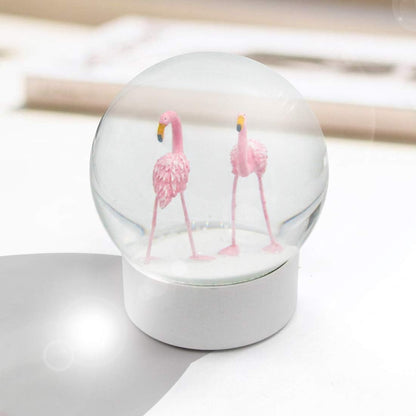 ANGELLOONG Pink Flamingo Snow Globe for Kids Girls, Originality 3D Flamingo Glitter Glass Snow Globes for Adults Women Christmas Valentines Home Decor, 100MM