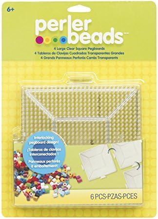 Perler Fused Bead Pegboard, Square, Large, Clear 3-Pack