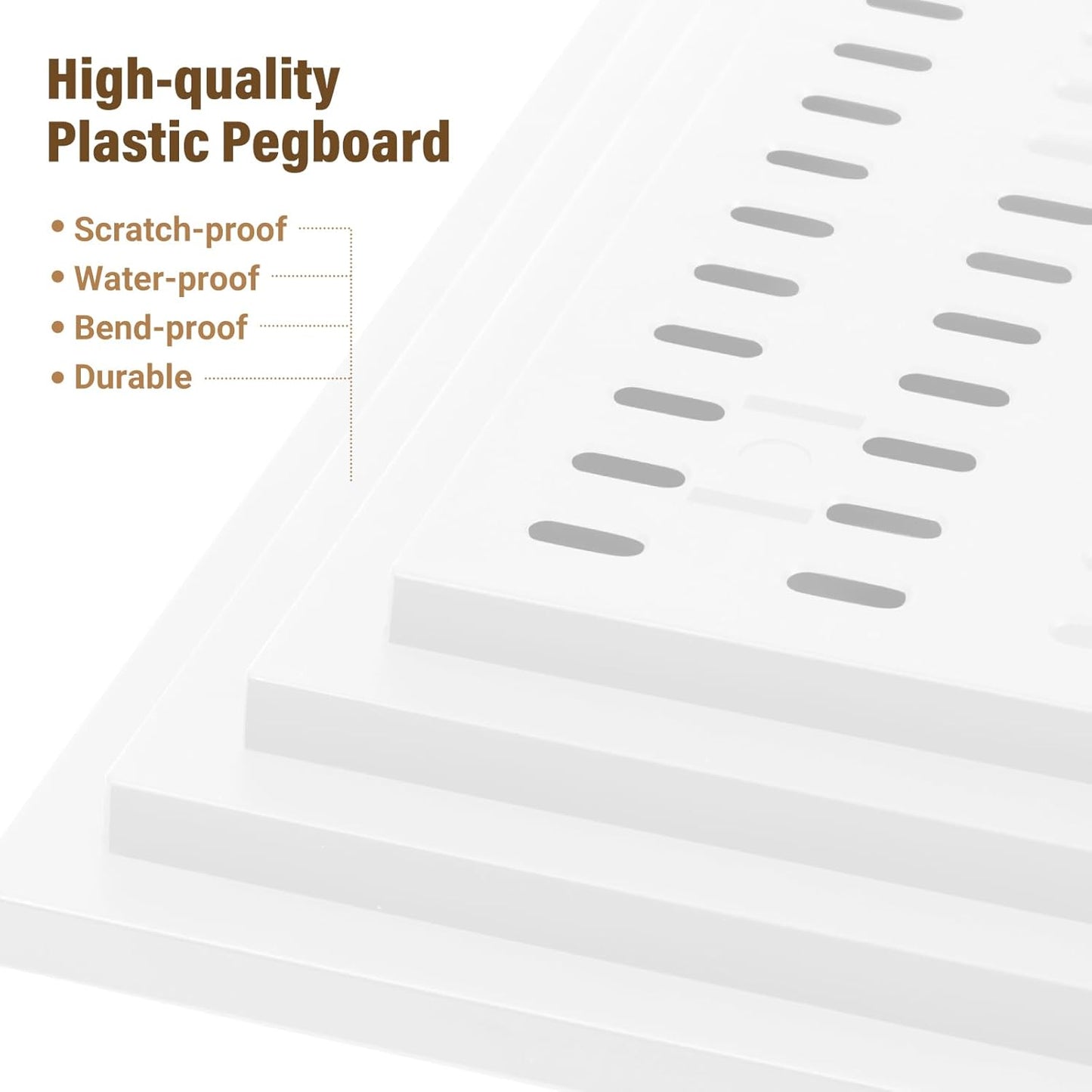AKTOP Peg Board Wall Organizer 4-Pack – 12"x12" White Pegboard Combination Kit with 13 Accessories for Wall, Plastic Peg Board Panels for Home, Office, Garage Tool Storage & Craft Room