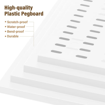 AKTOP Peg Board Wall Organizer 4-Pack – 12"x12" White Pegboard Combination Kit with 13 Accessories for Wall, Plastic Peg Board Panels for Home, Office, Garage Tool Storage & Craft Room