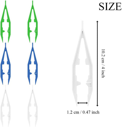 Ckyleole 9 Pieces 3 Colors Plastic Tweezers 4.13 Inch Craft Tweezers Forceps Thickened Plastic Sturdy Fine Motor Skill Learning for Perler Beads Jewelry Making Family Classroom School