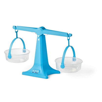 hand2mind Blue Nestable Pan Balance, Clear Double Balance Scale for Kids, Weight Scale for Liquids and Solids, Easy to Assemble, Space Saving Storage Base, Balance Scale for Classroom (Set of 1)