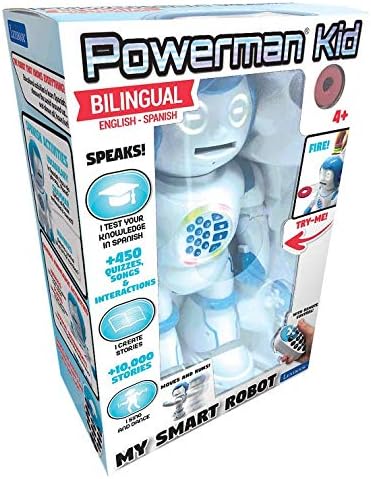 LEXiBOOK, Powerman Neo, My Robot Full of Technology, Remote Control and Gesture Control, Educational Activities in English, Programmable, Music and Dance, Sound and Light Effects, Blue/White, ROB18EN