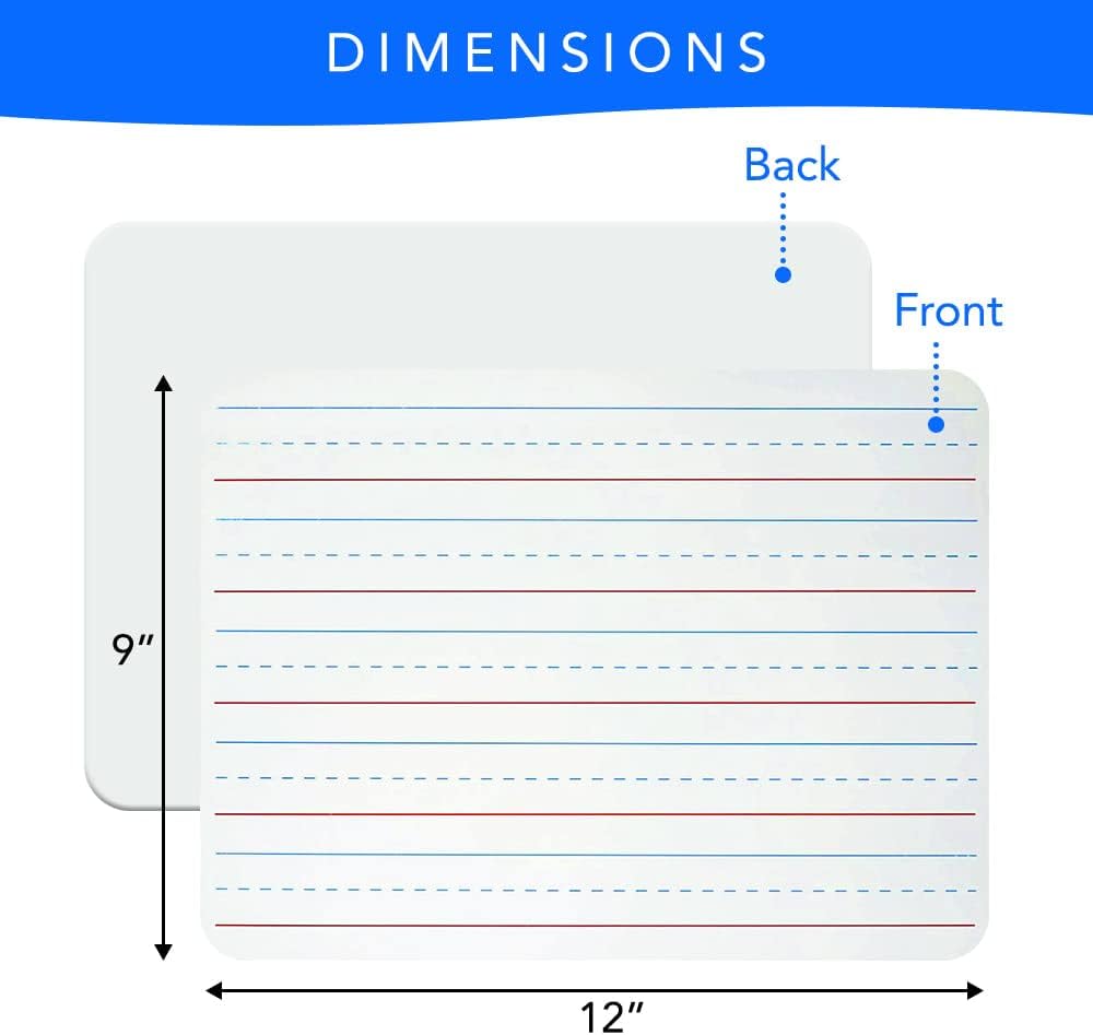 Small White Board 9X12, Small Dry Erase Board 2 Pack Whiteboard Dry Erase Double Sided with Lines Mini Whiteboard, Lapboard Ideal for Homeschool, Office, Classroom White Boards for Kids