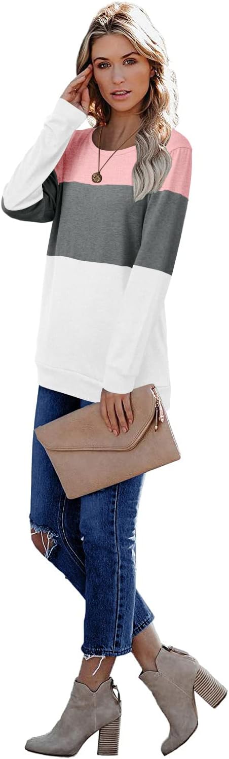 CRAZY GRID Womens Trendy Long Sleeve Shirts Casual Loose Soft Sweatshirt Fall Tops
