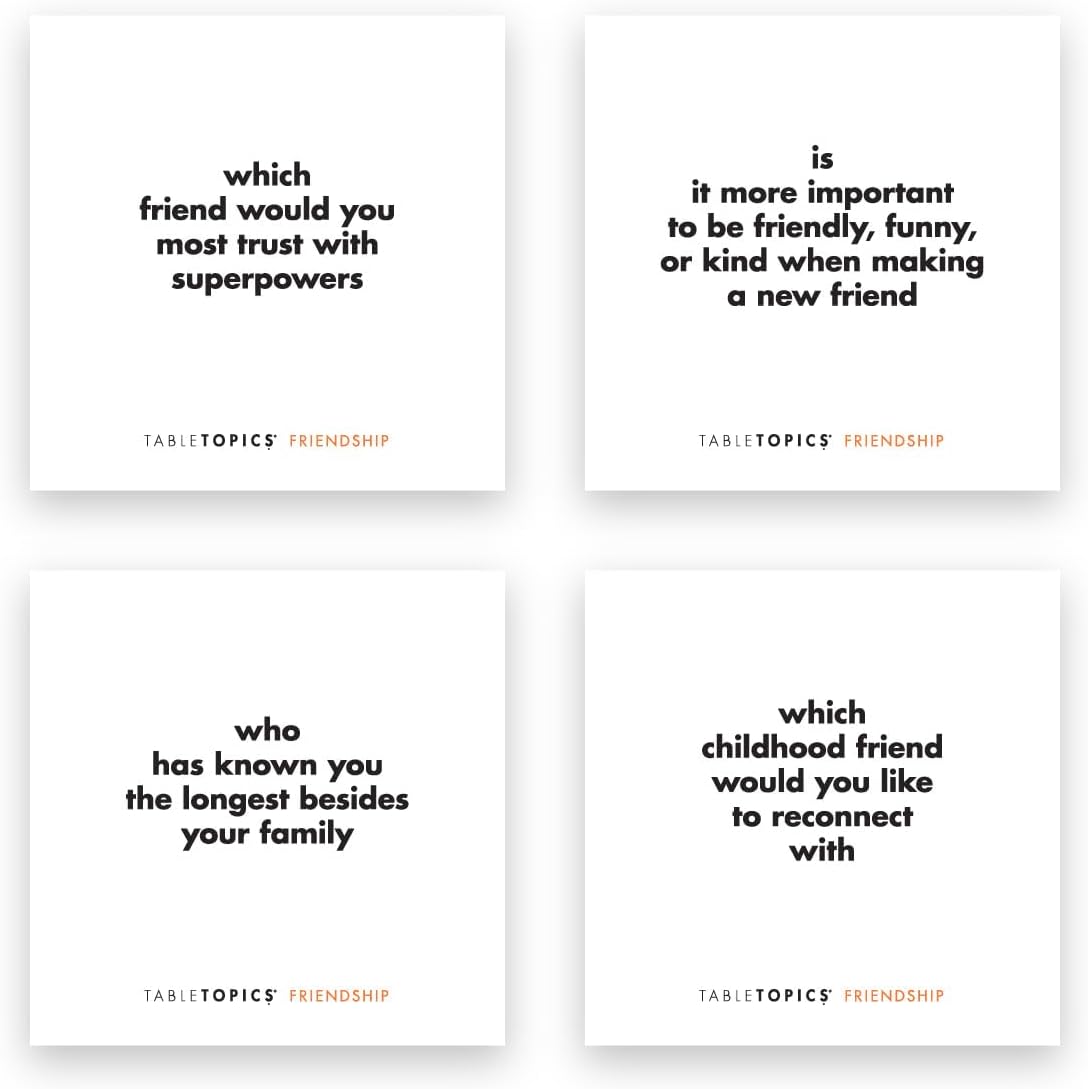 TableTopics Friendship Conversation Starter Card Game - 135 Entertaining Questions Plus Quotes & Tips for Groups of Adult Friends to Play & Deepen Bonds, Girls’ Night Activity