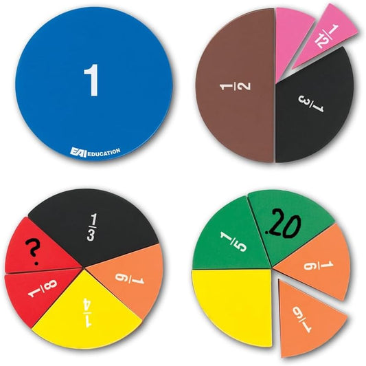 EAI Education Jumbo Magnetic Double-Sided Fraction Circles - Set of 51