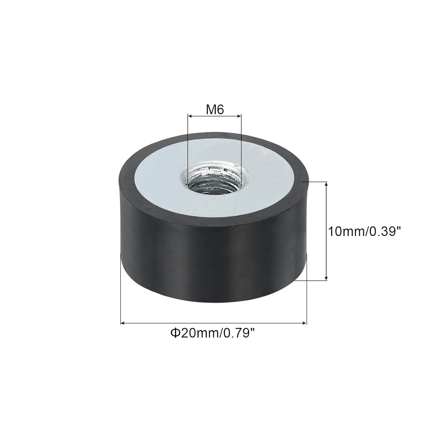 uxcell 4Pcs 20 x 10mm M6 Female Thread Rubber Mounts, Vibration Isolator, Replaces Anti Vibration Pads Flat Silent Block Base Block