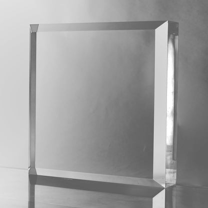 CiaoHER 2in Thickness Beveled Solid Acrylic Display Block Clear Polished Pedestal Stand Riser Solid Base (10x10)