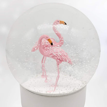 ANGELLOONG Pink Flamingo Snow Globe for Kids Girls, Originality 3D Flamingo Glitter Glass Snow Globes for Adults Women Christmas Valentines Home Decor, 100MM