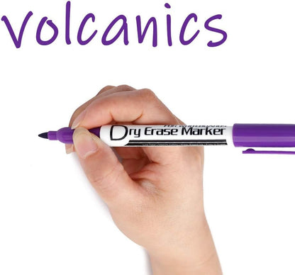 Volcanics Black Dry Erase Markers Low Odor Fine Whiteboard Markers Thin Box of 12