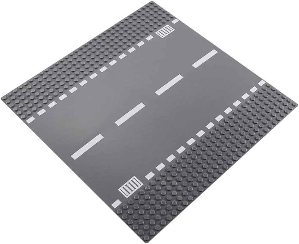 Feleph Classic Road Baseplates City Street Curve Road Building Block Kit 10 x 10 Inches Town Base Plate for Building Bricks Compatible with All Major Brands(Curve 2 Pieces)