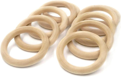4 Inch Width Wooden Rings 10PCS for Macrame, Jewelry Making, and DIY Crafts, Unfinished Smooth Wood Rings, 2/5 Inch Diameter