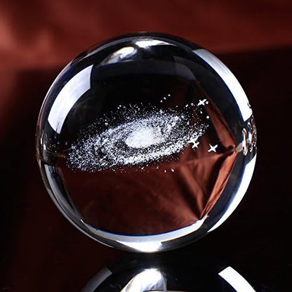 3d Crystal Ball Solar System Crystal Ball with Led Lamp Base - Best Birthday Science Gifts For Man Teacher Boy Kids Girls Men - Galaxy Jupiter Saturn Moon Earth Solar System Space Astronomy Gifts