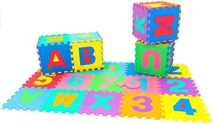 Little fun times Alphabet Play Mat for Baby Large 60 Pieces 12inch. Total 71.5x71.5 inch 36 SqFt Interlocking Floor Puzzle EVA Tiles Playmat for Toddler and Kids Letters and Numbers with Edges.