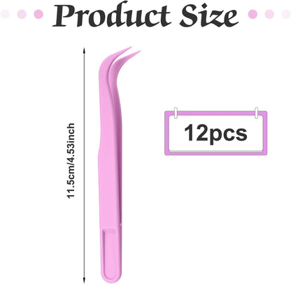 Ymapinc 12 Pcs Plastic Tweezers for Crafting, Bead Craft Tweezers, Plastic Tongs, Art Tweezer for Jewelry Making,Crafts & Baking