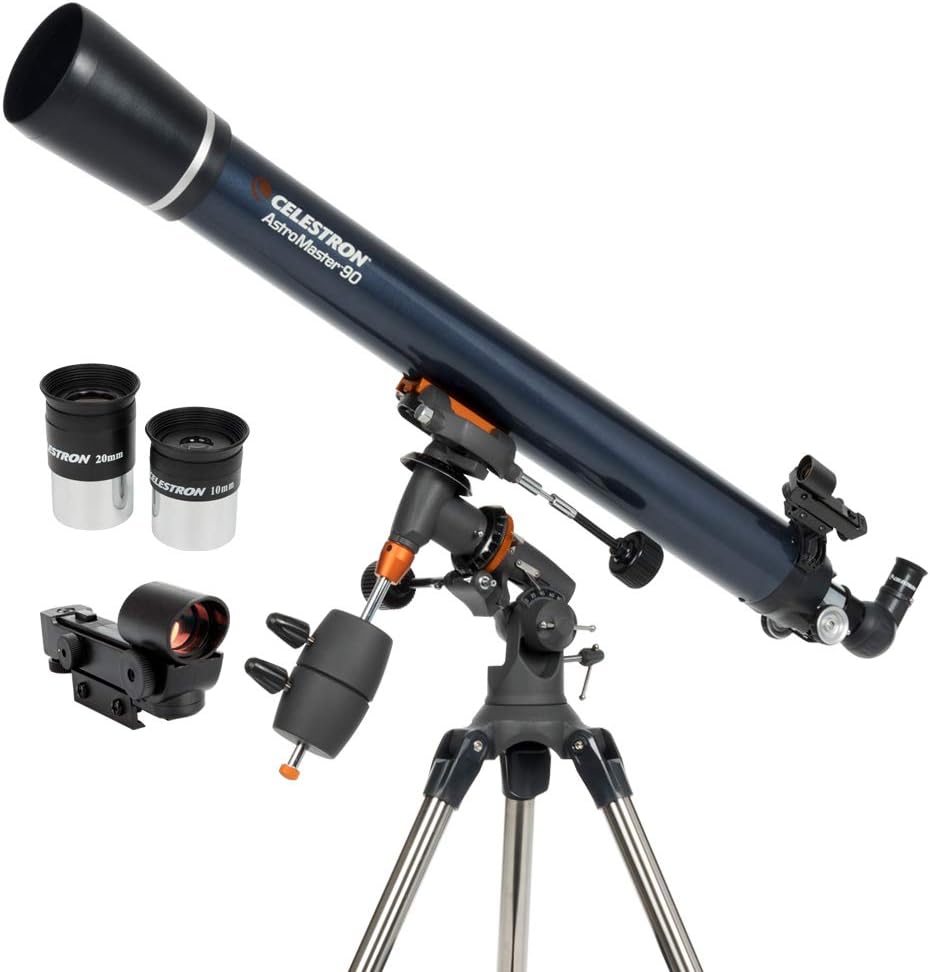 Celestron – AstroMaster 70AZ Telescope – Refractor Telescope – Fully-Coated Glass Optics – Adjustable-Height Tripod – Bonus Astronomy Software Package