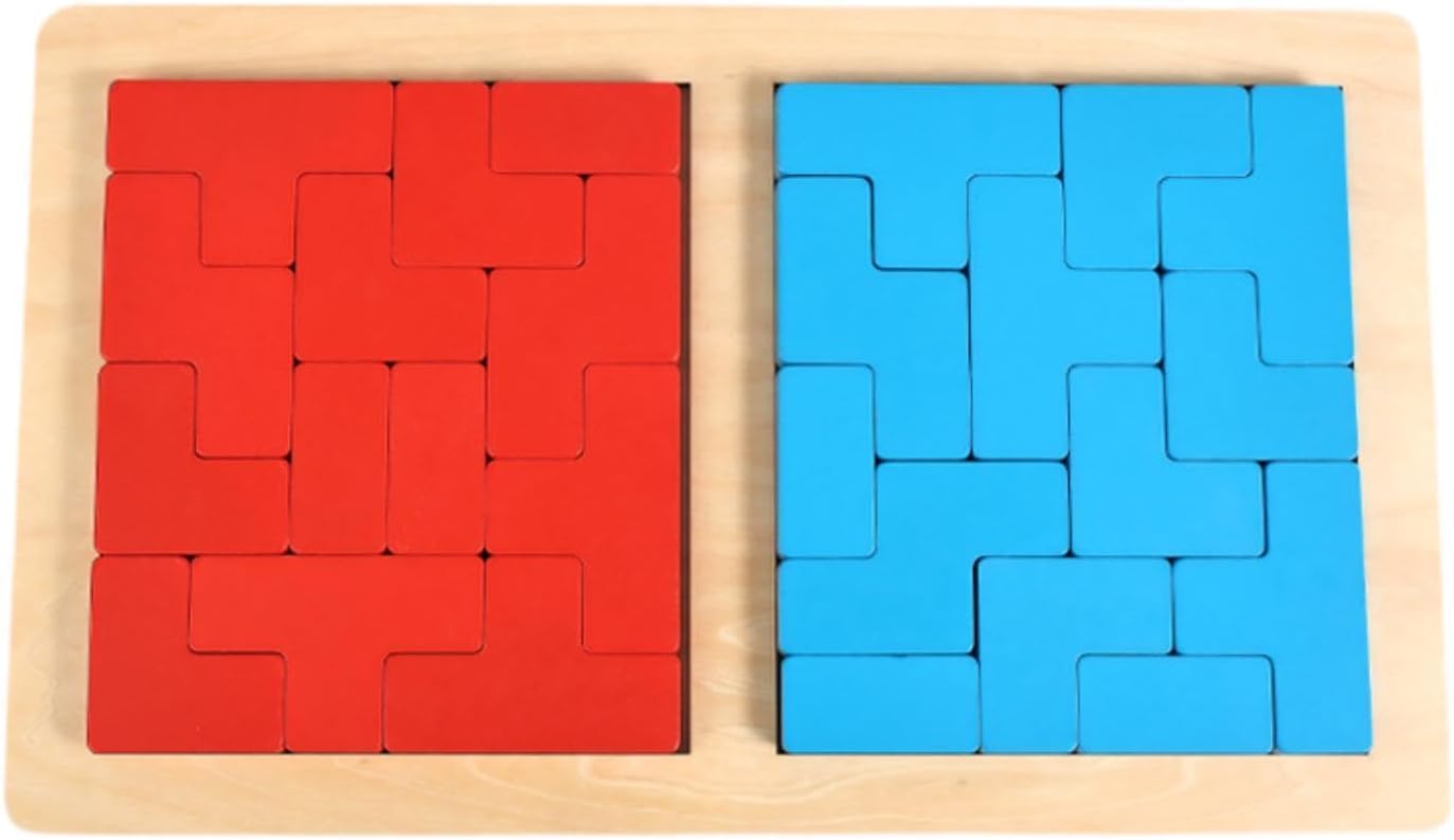 Generic Wooden Puzzle Pattern Blocks, 3D Russian Building Toy, Wood Tangram Shape Jigsaw Puzzle Brain Teasers Toy