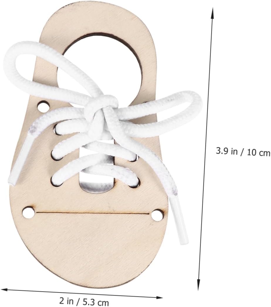 Holibanna 5sets Unfinished Wood Chips Boys and Girls Graffiti Ornament DIY Wood Chip Decoration for Practice Shoe Lacing