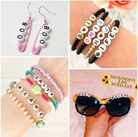 DAHI 400PCS Cube Letter Beads 8mm Alphabet Bead Colorful A-Z Acrylic Letter Beads for Jewelry Making (Color White 8x8mm)