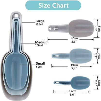 Set of 4 Plastic Ice Scoops, Kitchen Multipurpose Food Scoops for Canisters, Freezer, Flour, Dry Foods, Coffee Beans, Pop Corn, Pet Food (Mix 4 (Set of 4), 150ml, BPA-Free, Dishwasher Safe)