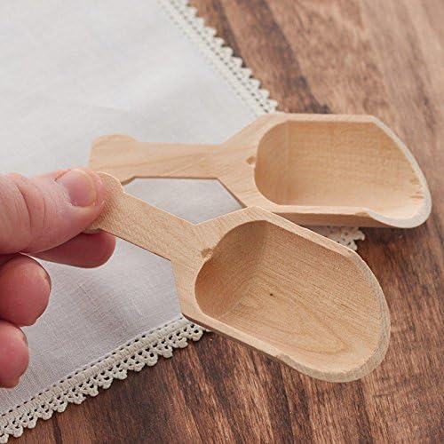 Unfinished Wood Spoon Scoops Set of 6 by Factory Direct Craft for Bath Salts, Sugar Scrubs, Spices or Educational Sensory Bins - 4-1/8 Inches Long