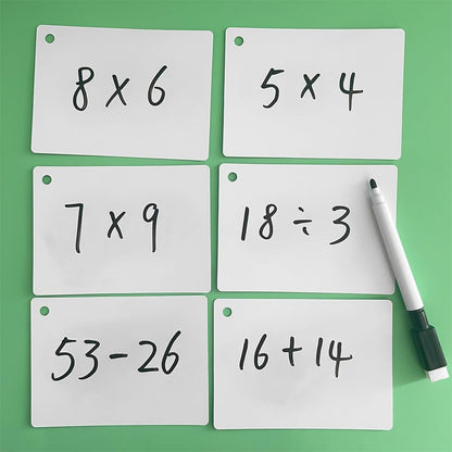 Lachilly 20Pcs Dry Erase Index Cards – Laminated Cards for Versatile Use, Reusable Blank Cards for Home, Work, and School - Cardstock 3.1“ x 4.3“ with Convenient Hole Punch and Storage Ring