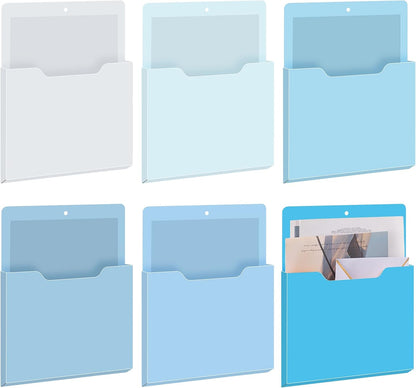 Fuutreo 6 Pcs Magnetic Wall File Organizer Magnetic Wall File Holder Refrigerator Magazine Holder for Mail Letters Paper(Aqua Green,Vertical-large)