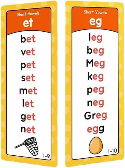 Phonics Word Cards for Beginners Learn to Read & Spell, 117 Sound Groups 900+ Words, Double Sided Flashcards Set for Fun Learning Activities