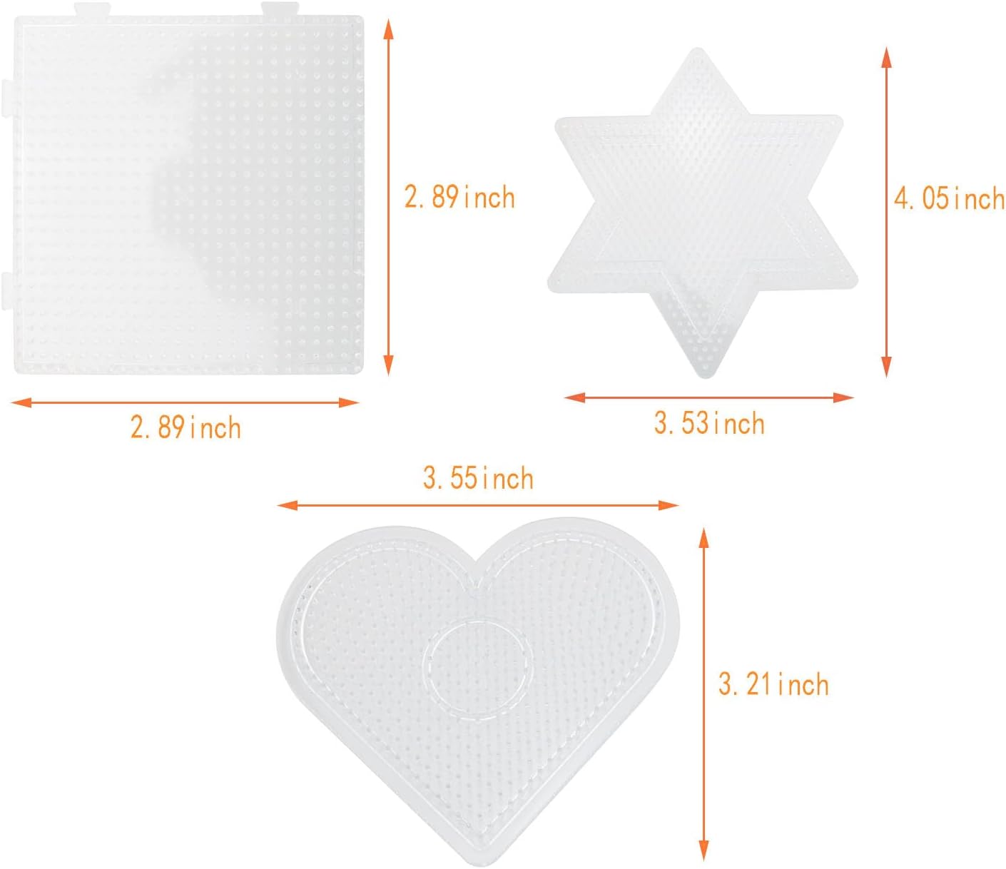 DGZZI 6PCS Fused Bead Board 2.6mm Transparent Plastic Bead Board Set 3 Shapes Handmade Material Beads Handmade Toys Patchwork Bean Base Plate Mini Perforated Bead Nail Plate
