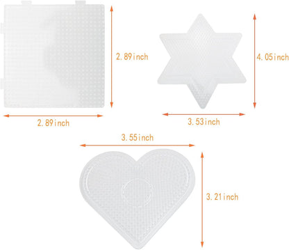 DGZZI 6PCS Fused Bead Board 2.6mm Transparent Plastic Bead Board Set 3 Shapes Handmade Material Beads Handmade Toys Patchwork Bean Base Plate Mini Perforated Bead Nail Plate