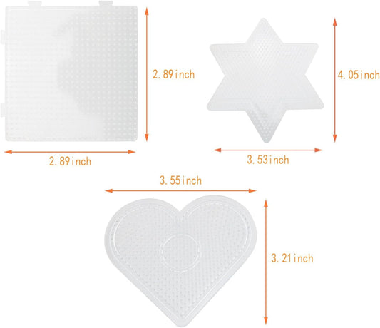 DGZZI 6PCS Fused Bead Board 2.6mm Transparent Plastic Bead Board Set 3 Shapes Handmade Material Beads Handmade Toys Patchwork Bean Base Plate Mini Perforated Bead Nail Plate
