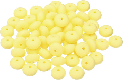 PATIKIL 14mm Silicone Beads, 60PCS Silicone Beads Bulk Abacus Spacer Beads Lentil Focal Cute for Pens Keychain Bracelets Necklace, Black