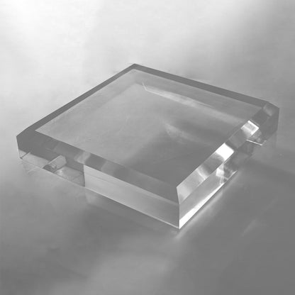 CiaoHER 2in Thickness Beveled Solid Acrylic Display Block Clear Polished Pedestal Stand Riser Solid Base (10x10)