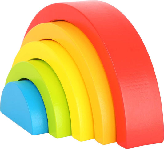 Wooden Large Rainbow Stacking Tower by Small Foot – Babies Learn Hand-Eye Coordination, Patterns and Colors While Developing Fine Motor Skills – Classic Educational Game for Toddlers – Ages 18+ months