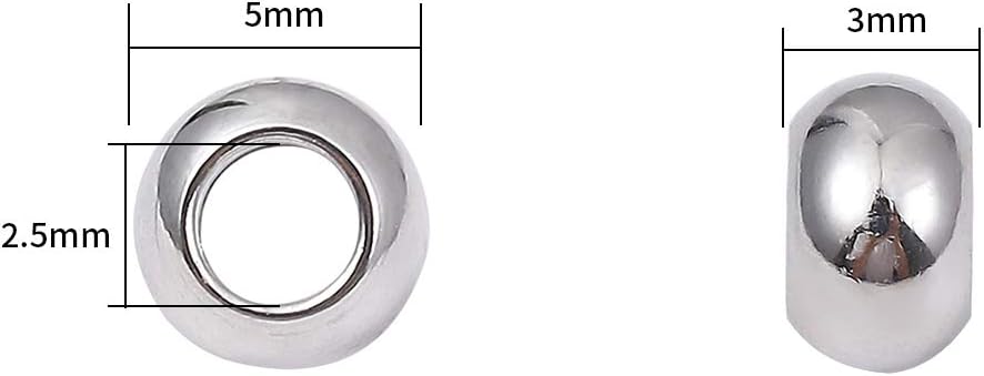 BEADIA Stainless Steel Spacer Beads 3x2.5mm Round Loose Charm Caps Beads for DIY Jewelry Making 100pcs with 1mm Hole