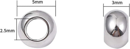 BEADIA Stainless Steel Spacer Beads 3x2.5mm Round Loose Charm Caps Beads for DIY Jewelry Making 100pcs with 1mm Hole