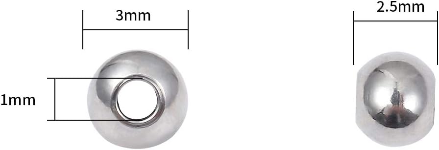 BEADIA Stainless Steel Spacer Beads 3x2.5mm Round Loose Charm Caps Beads for DIY Jewelry Making 100pcs with 1mm Hole